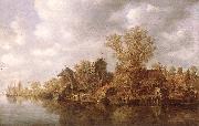 GOYEN, Jan van Village at the River sg France oil painting reproduction